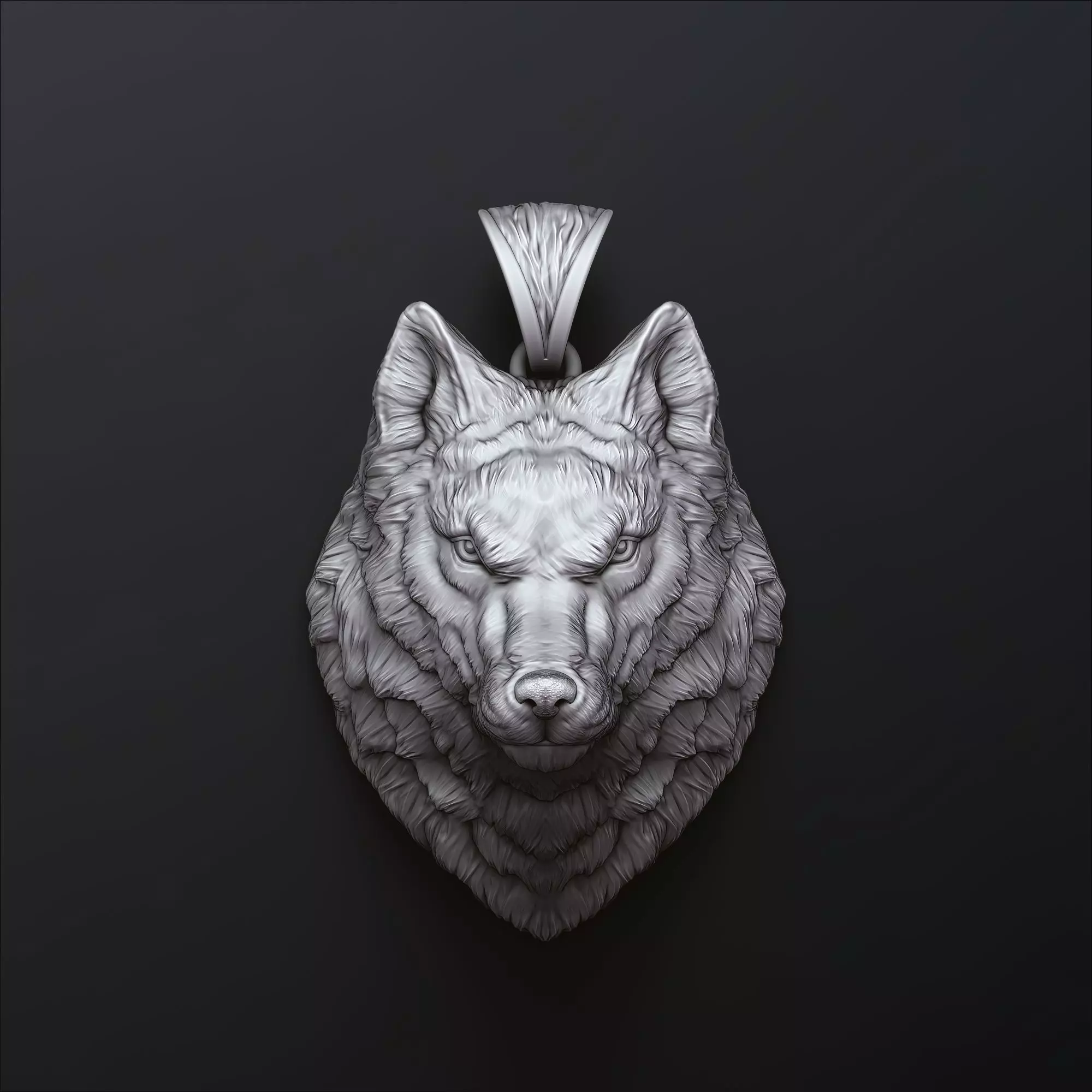 Wolf Head Pendant 3D print model_0