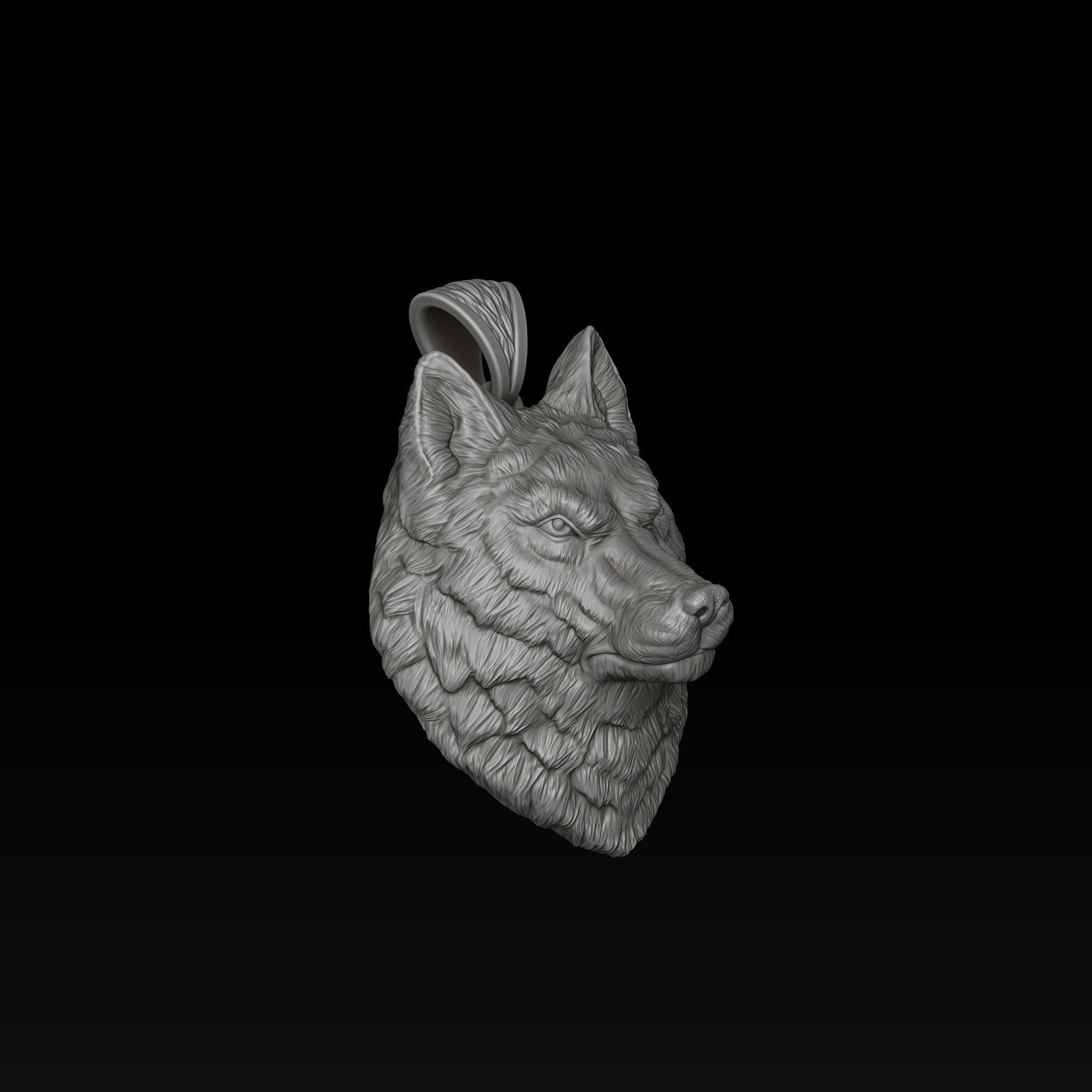 Wolf Head Pendant 3D print model_2
