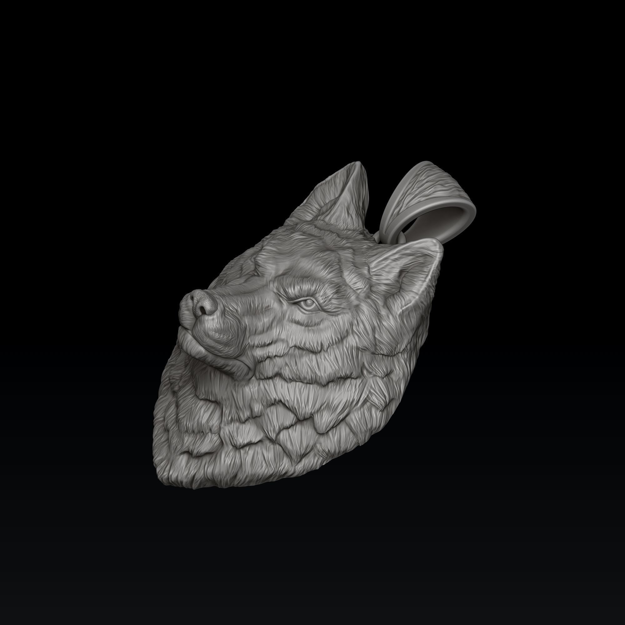 Wolf Head Pendant 3D print model_4