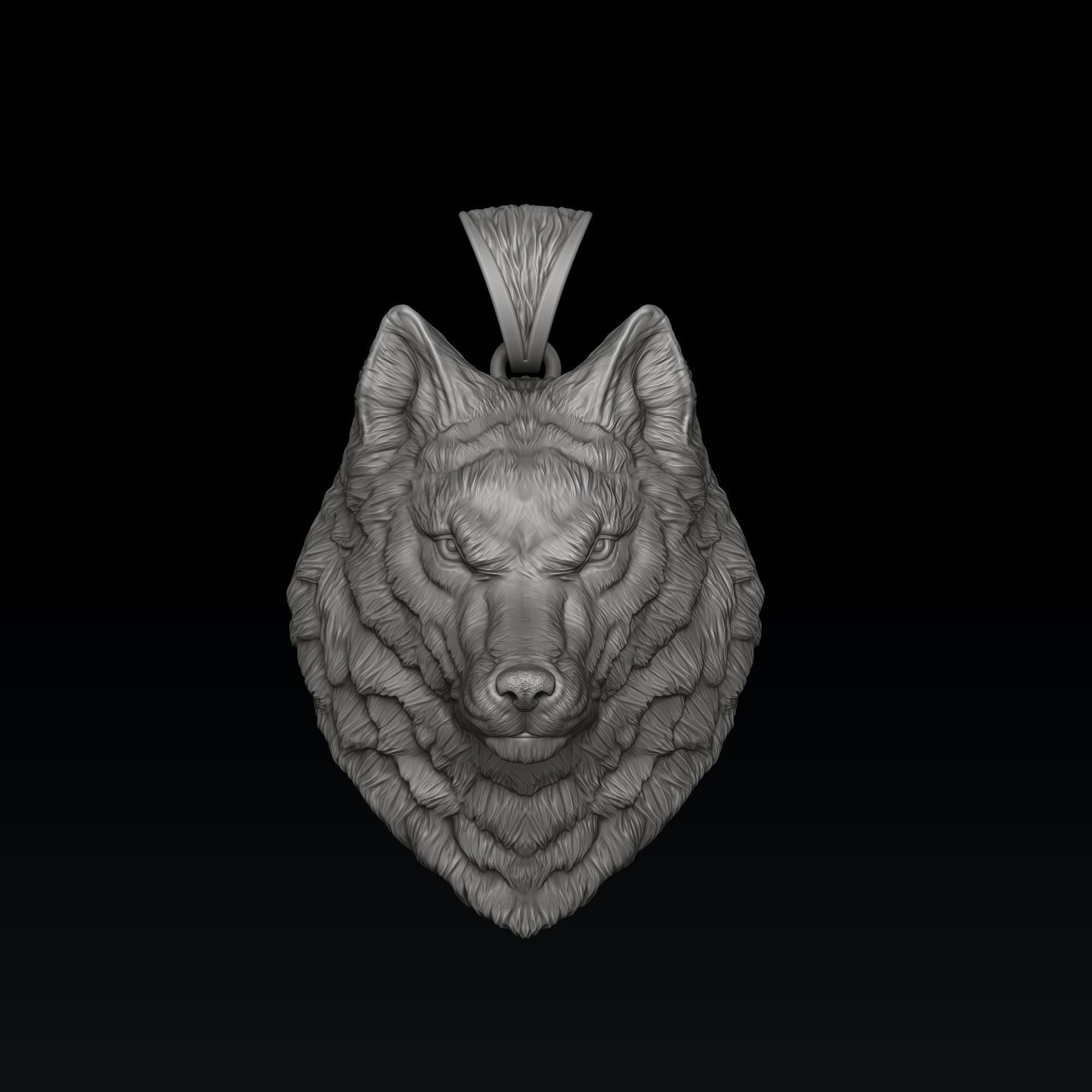 Wolf Head Pendant 3D print model_5