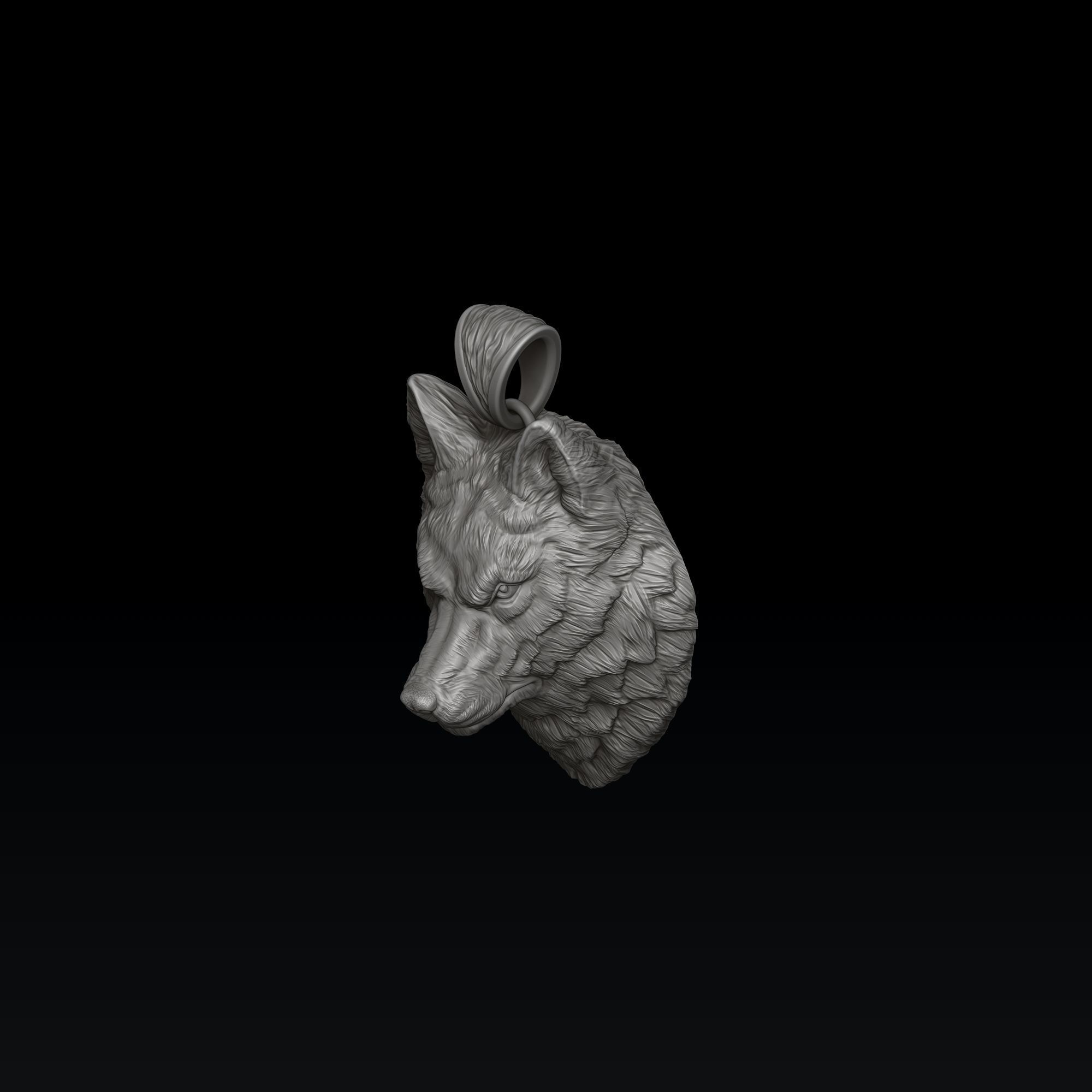 Wolf Head Pendant 3D print model_1