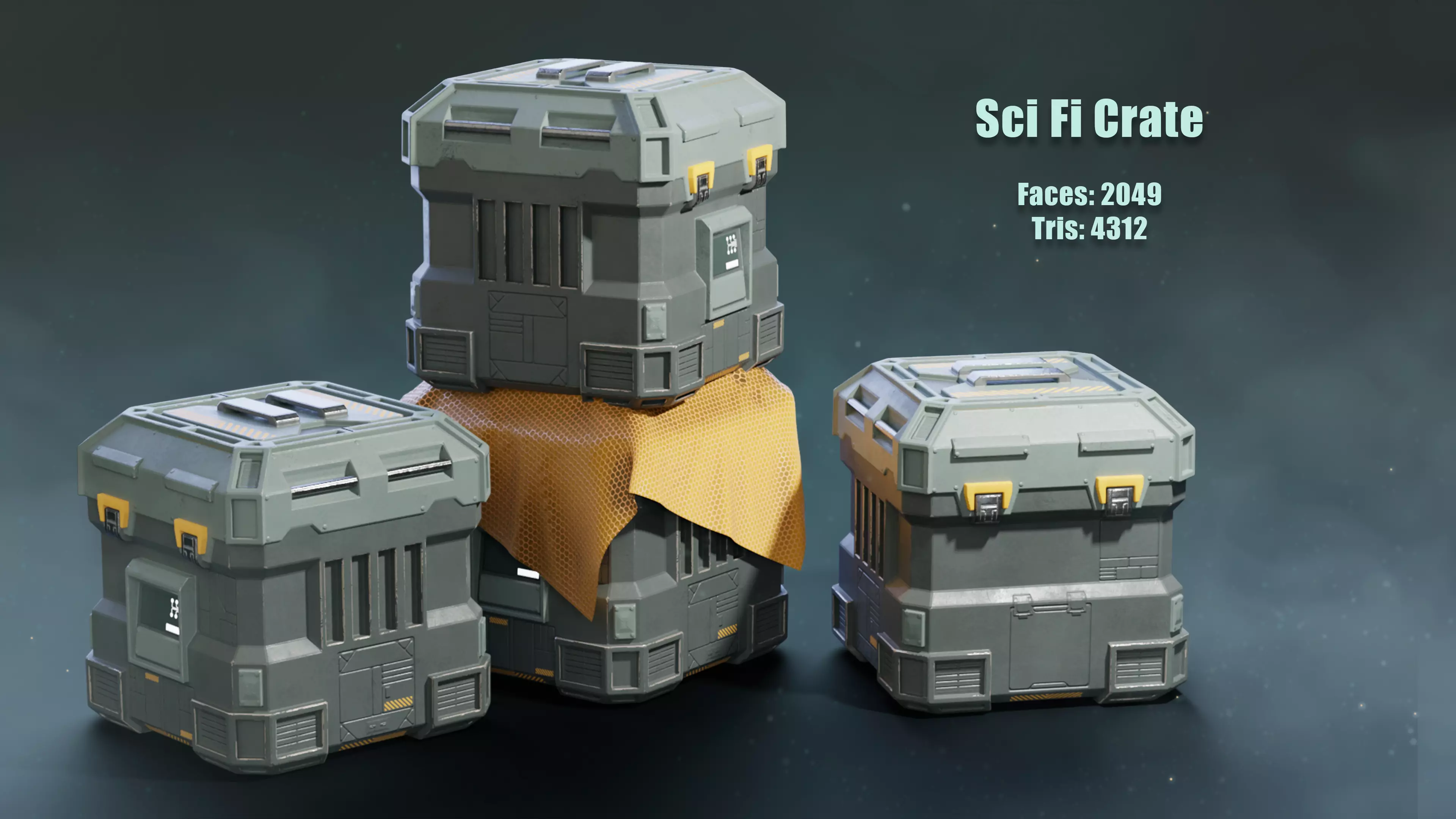 Scifi Crate Low-poly 3D model_0