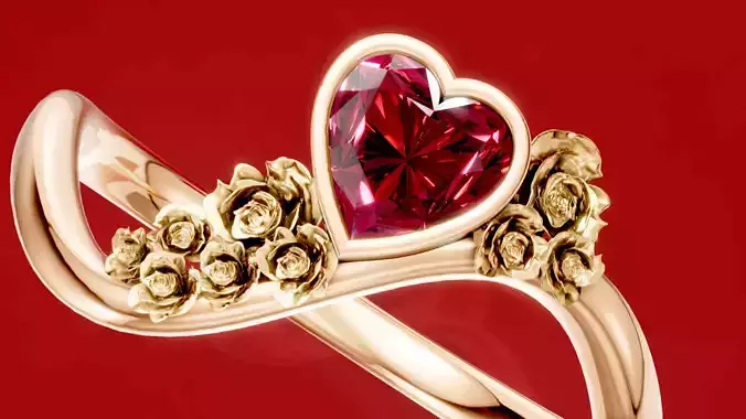 Heart in Roses ring
