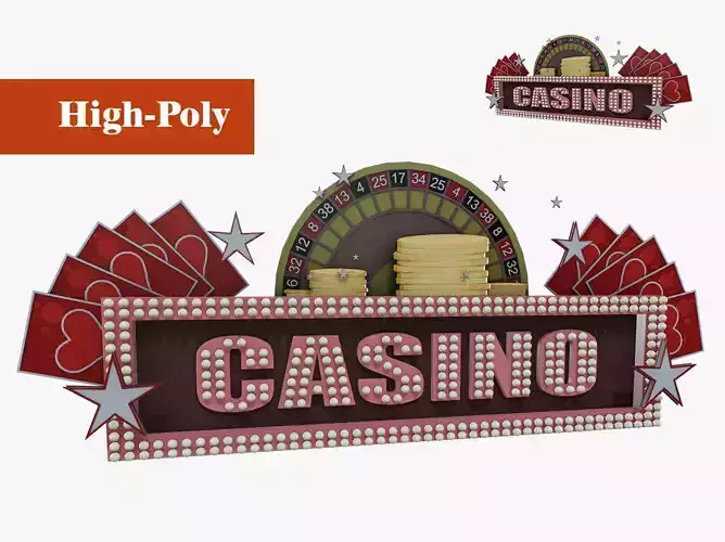 casino signboard sign las vegas high-poly textured 