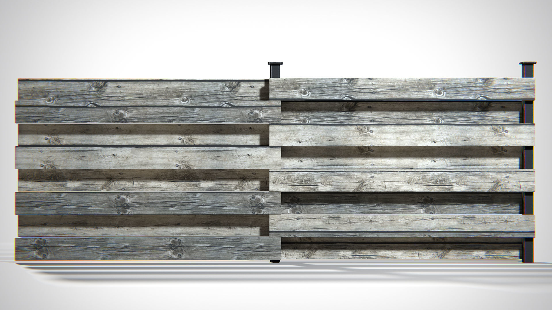 Wooden Planks Fence PBR Low-poly 3D model_8