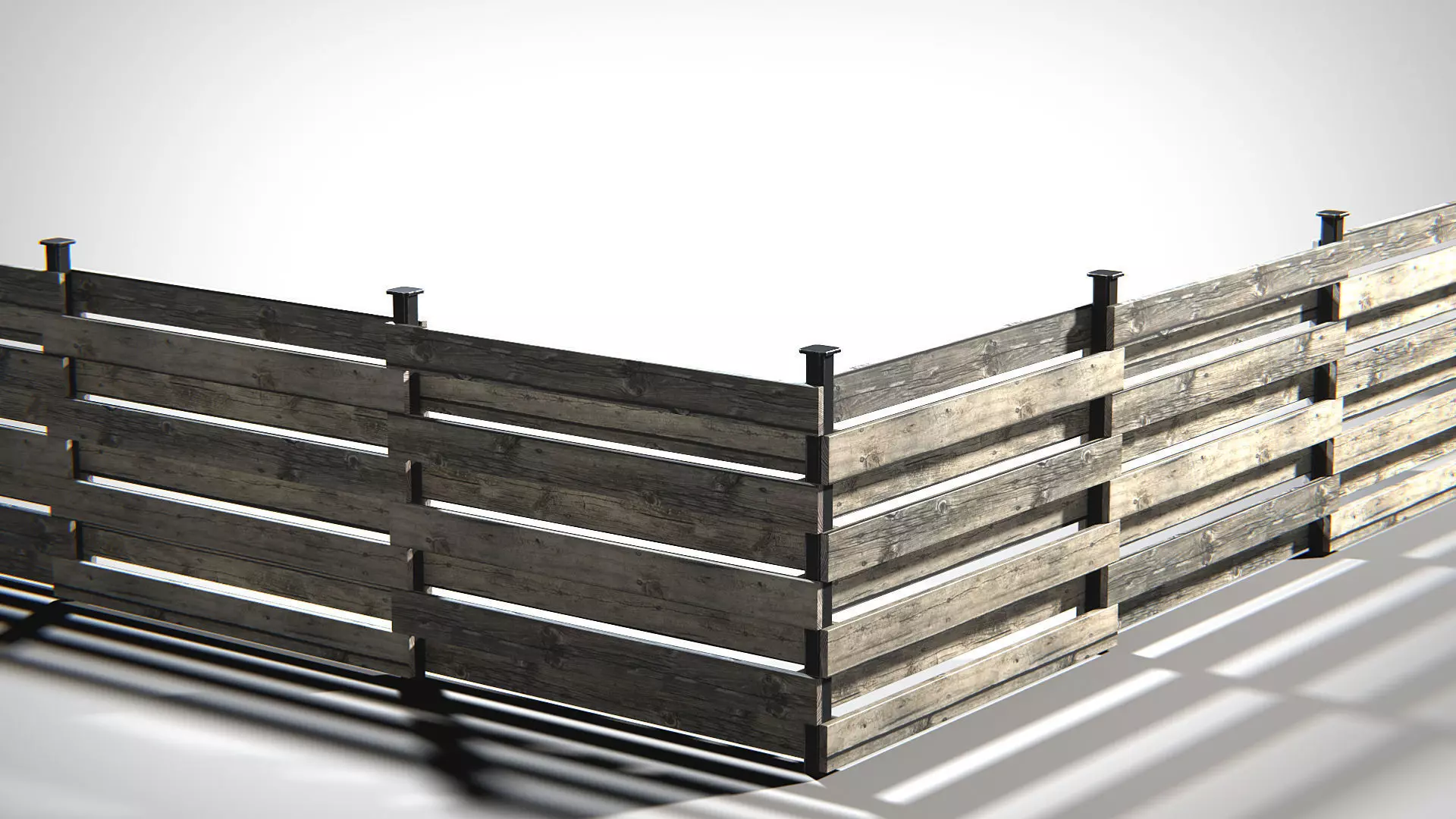 Wooden Planks Fence PBR Low-poly 3D model_0