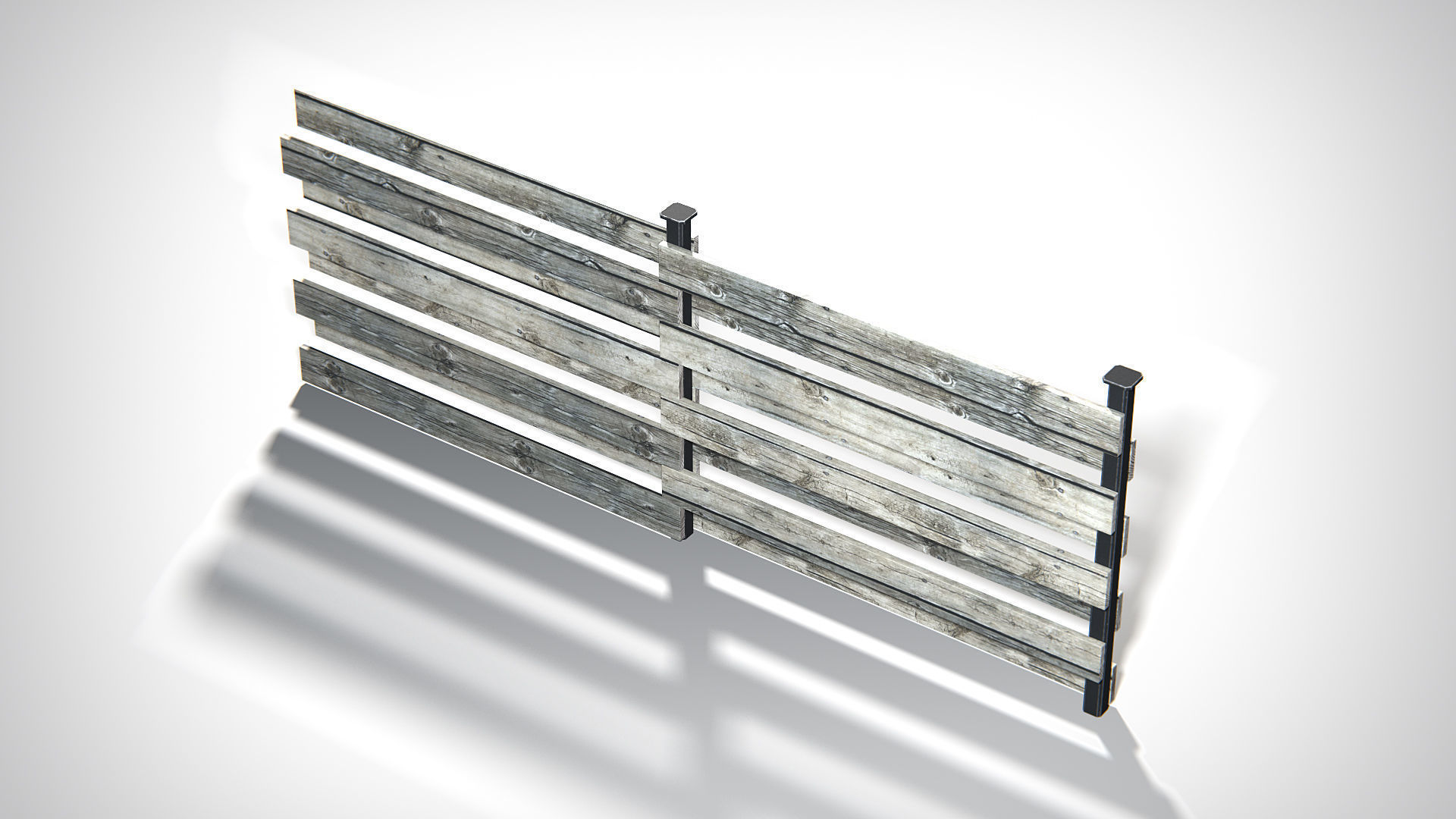 Wooden Planks Fence PBR Low-poly 3D model_2