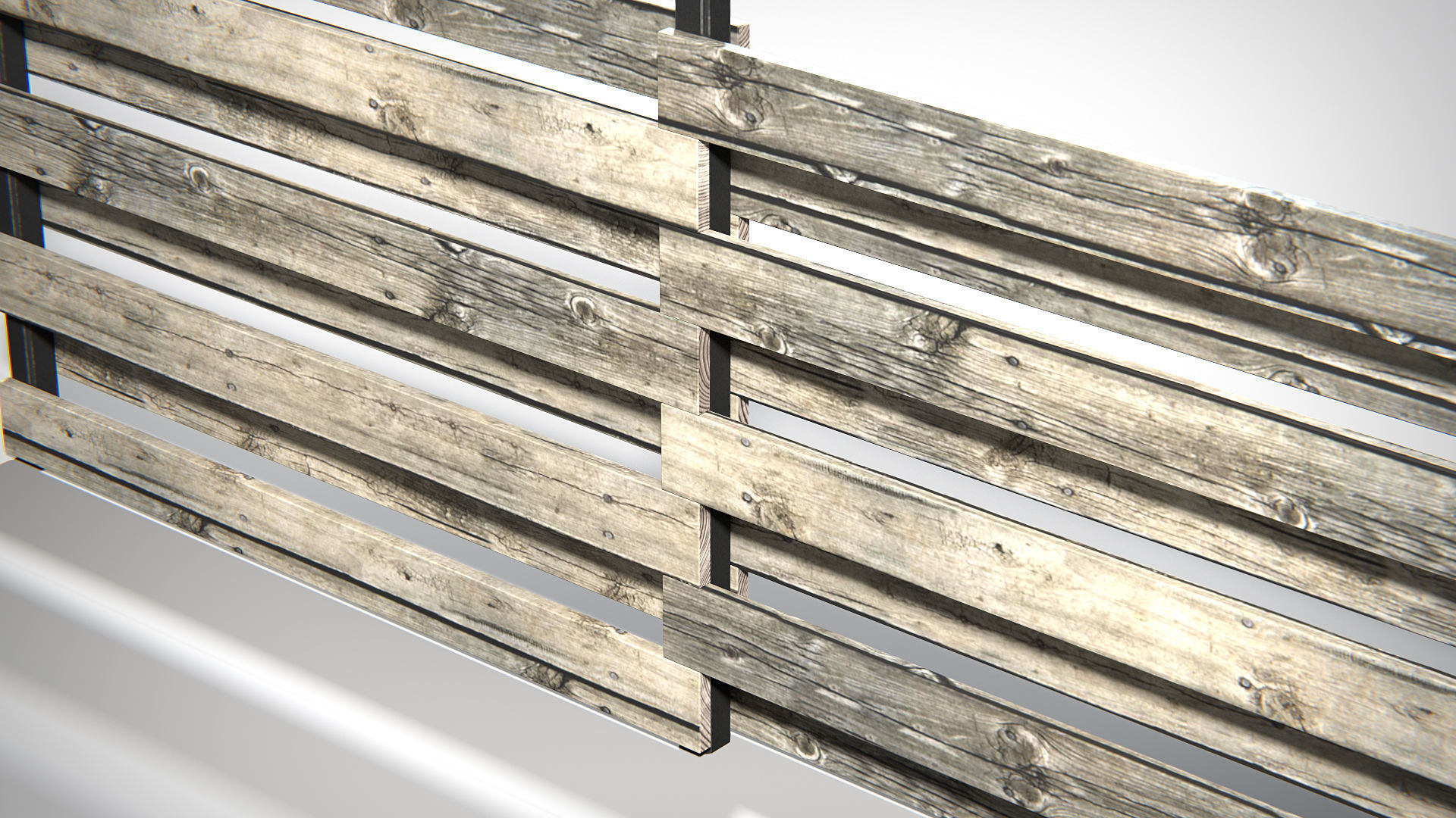 Wooden Planks Fence PBR Low-poly 3D model_5