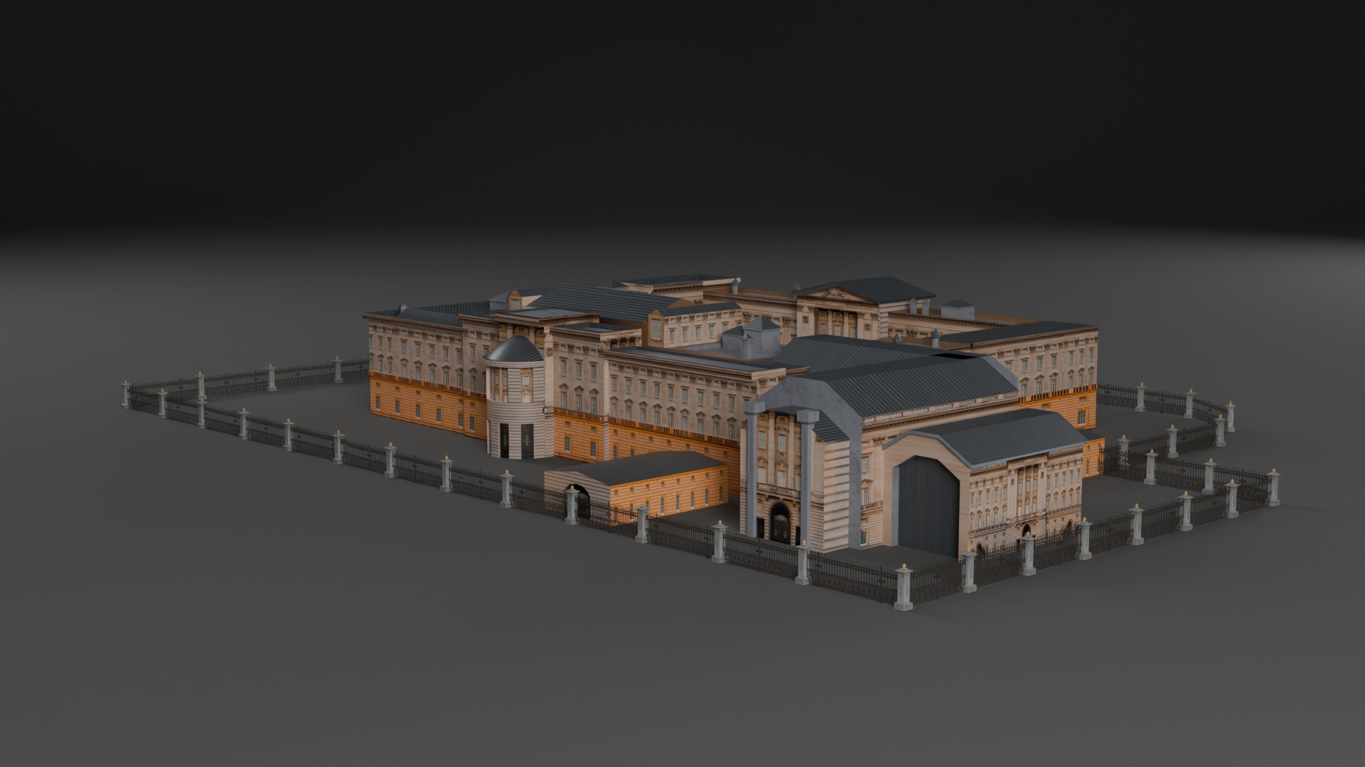 Low Poly Buckingham Palace 3D Model 3D model_4