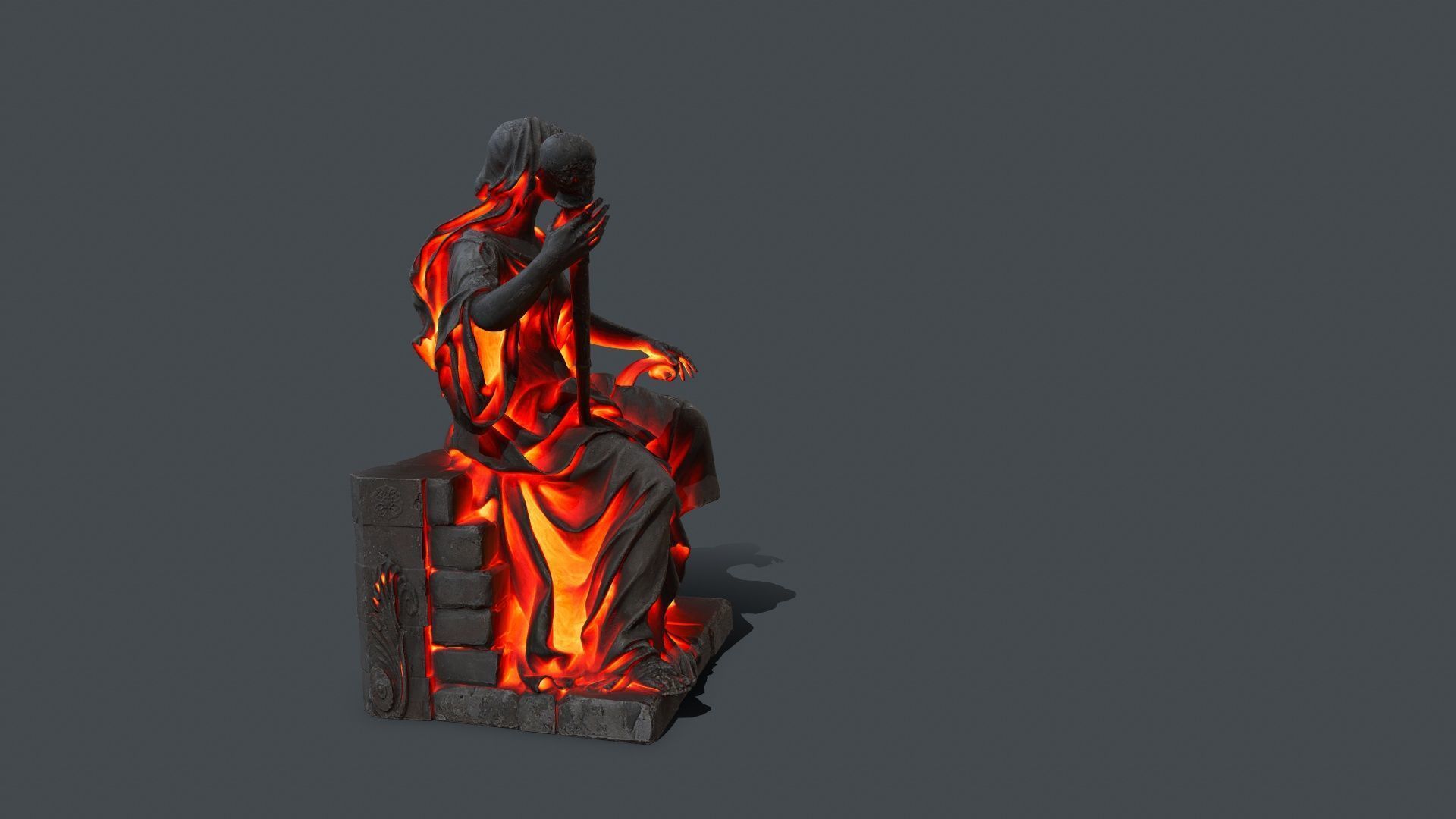 woman Statue 1 Low-poly 3D model_9