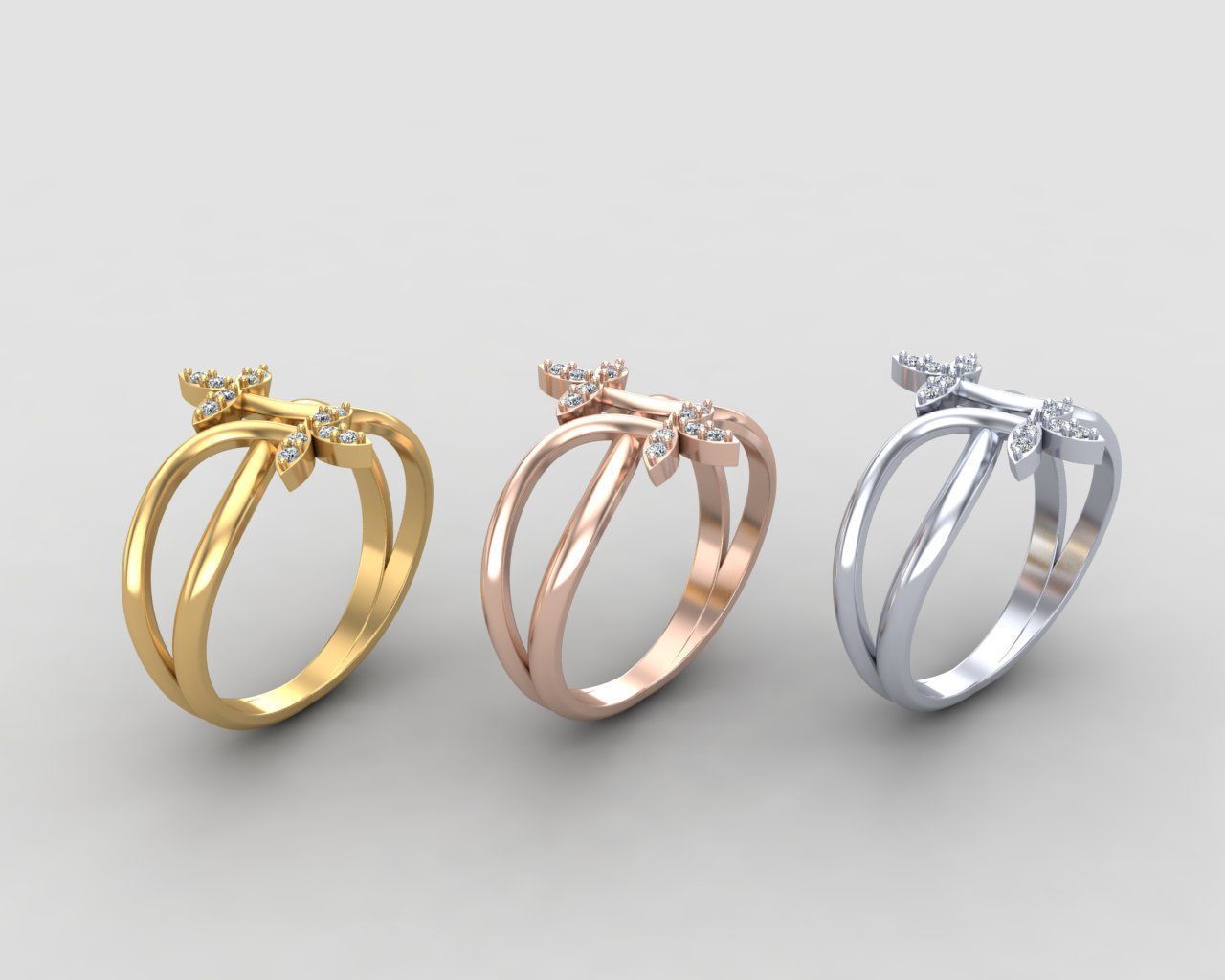 Minimal Flower diamond ring 149-MW 3D print model_10