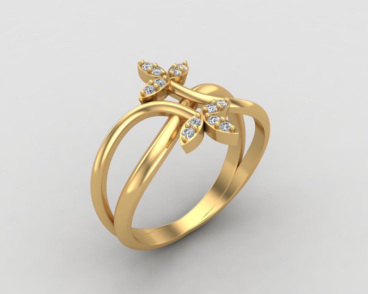 Minimal Flower diamond ring 149-MW 3D print model_22