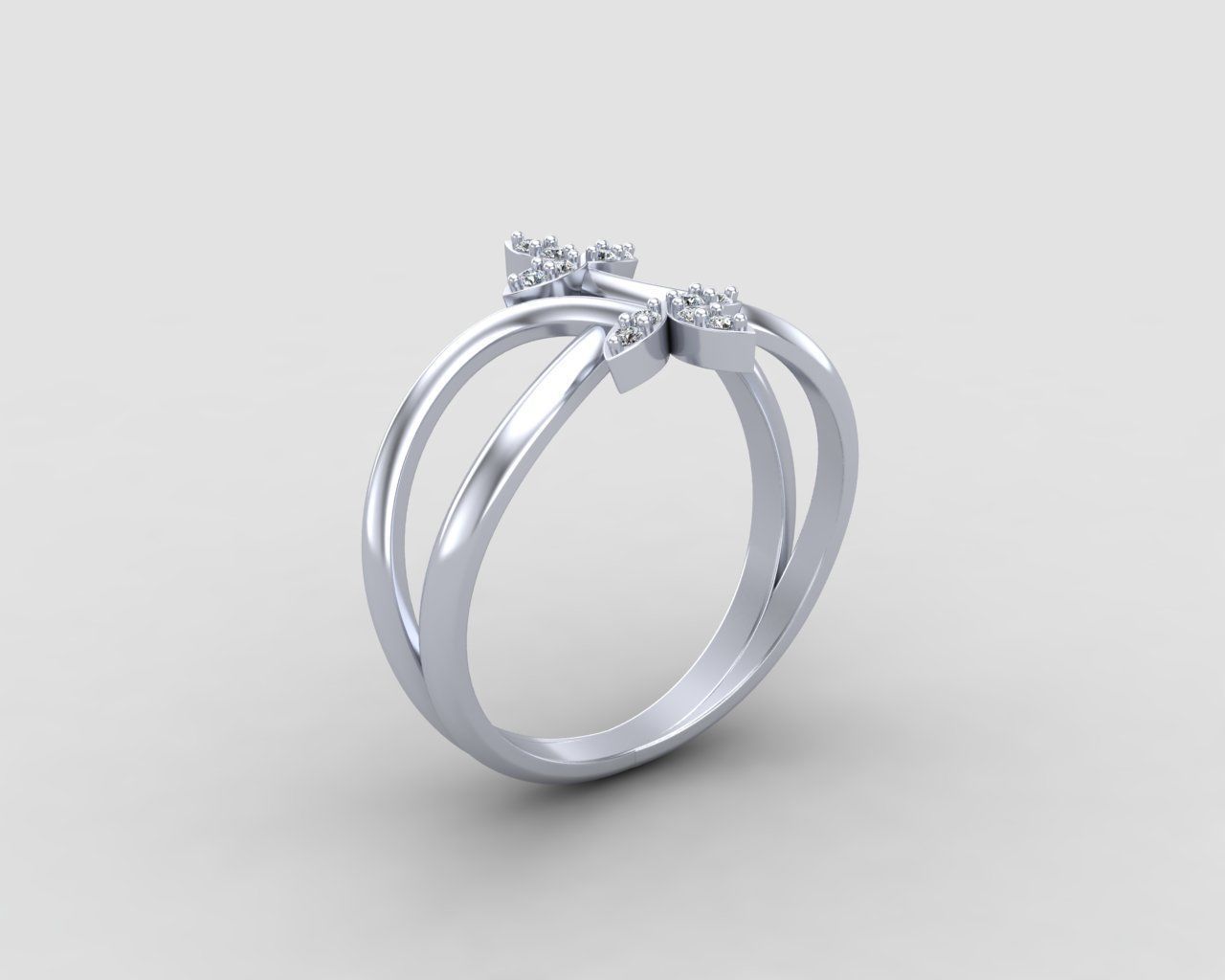 Minimal Flower diamond ring 149-MW 3D print model_15