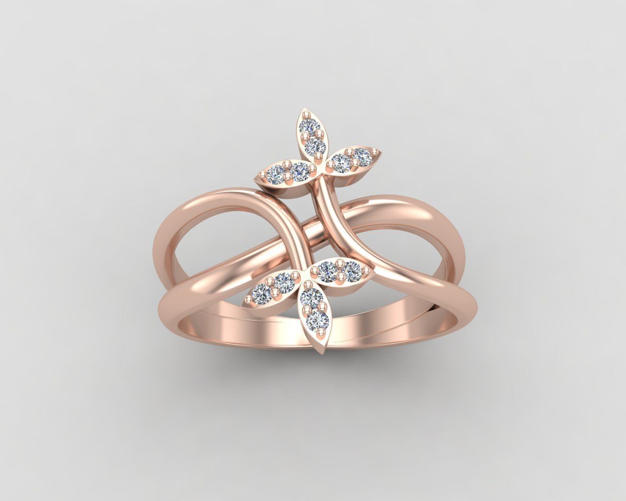 Minimal Flower diamond ring 149-MW 3D print model_5