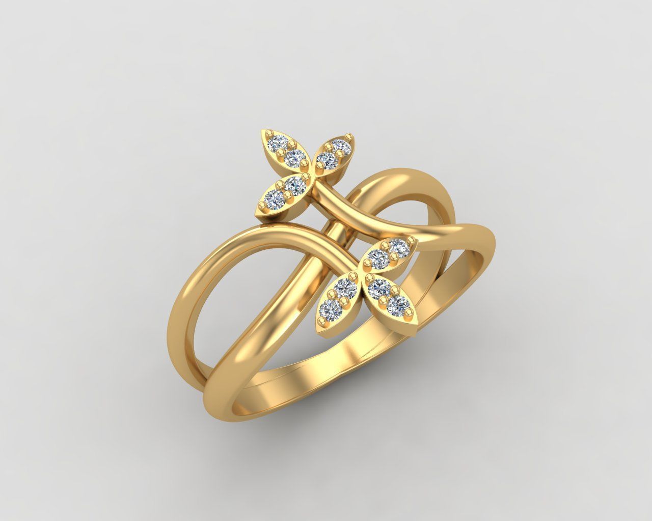 Minimal Flower diamond ring 149-MW 3D print model_24