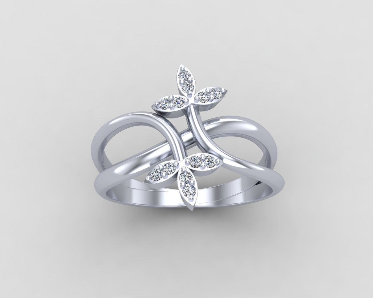 Minimal Flower diamond ring 149-MW 3D print model_17