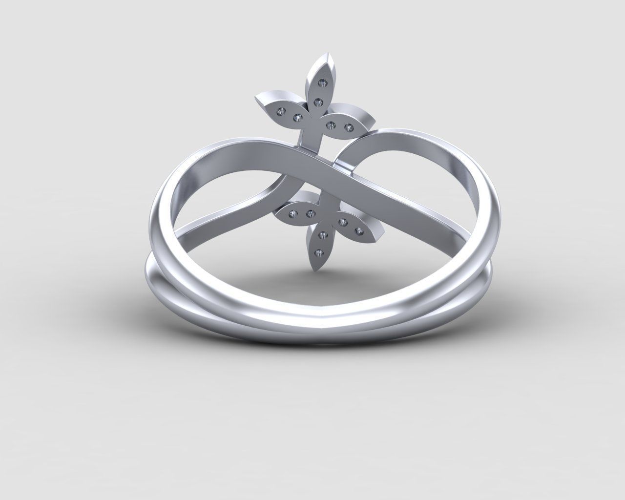 Minimal Flower diamond ring 149-MW 3D print model_20