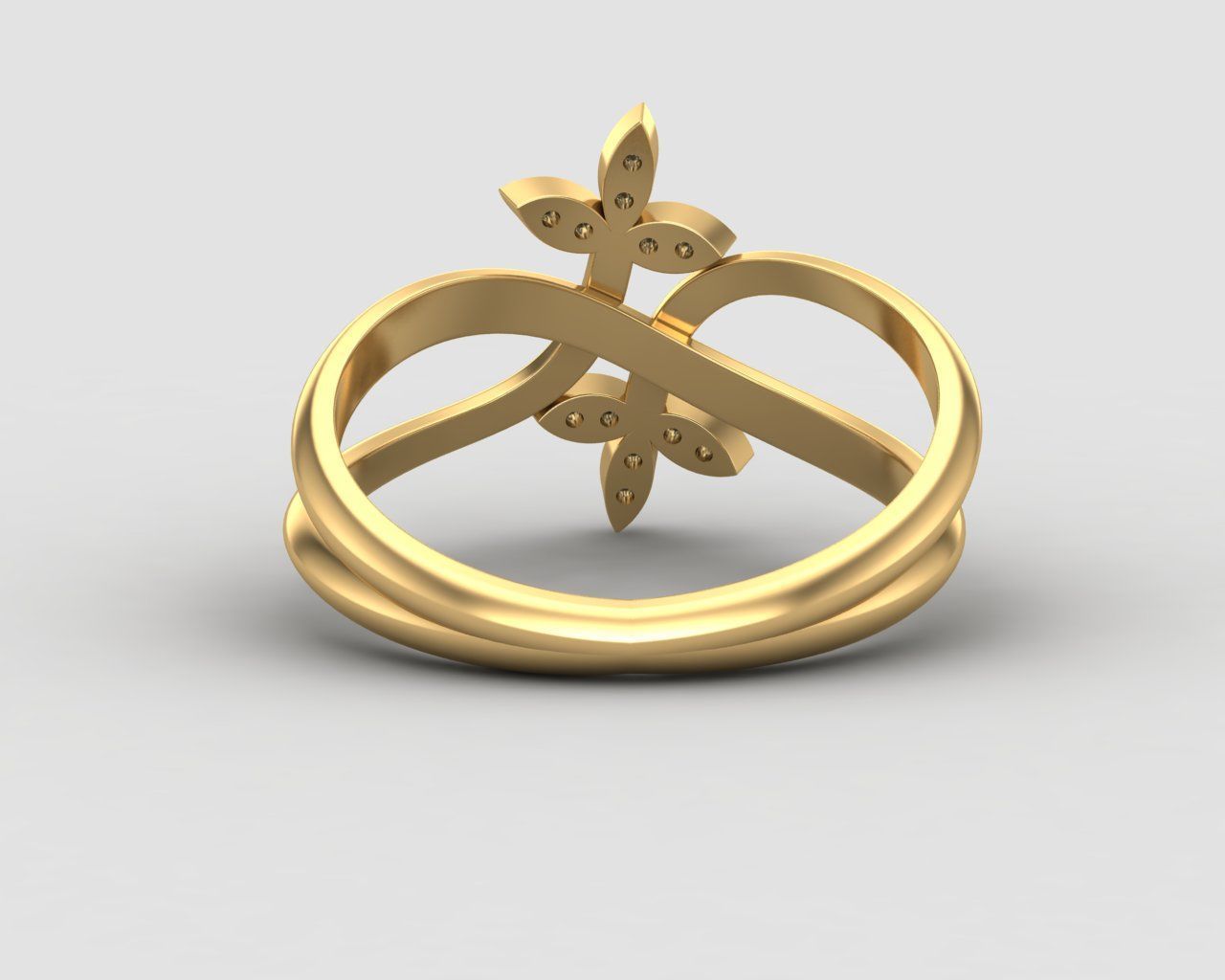 Minimal Flower diamond ring 149-MW 3D print model_28