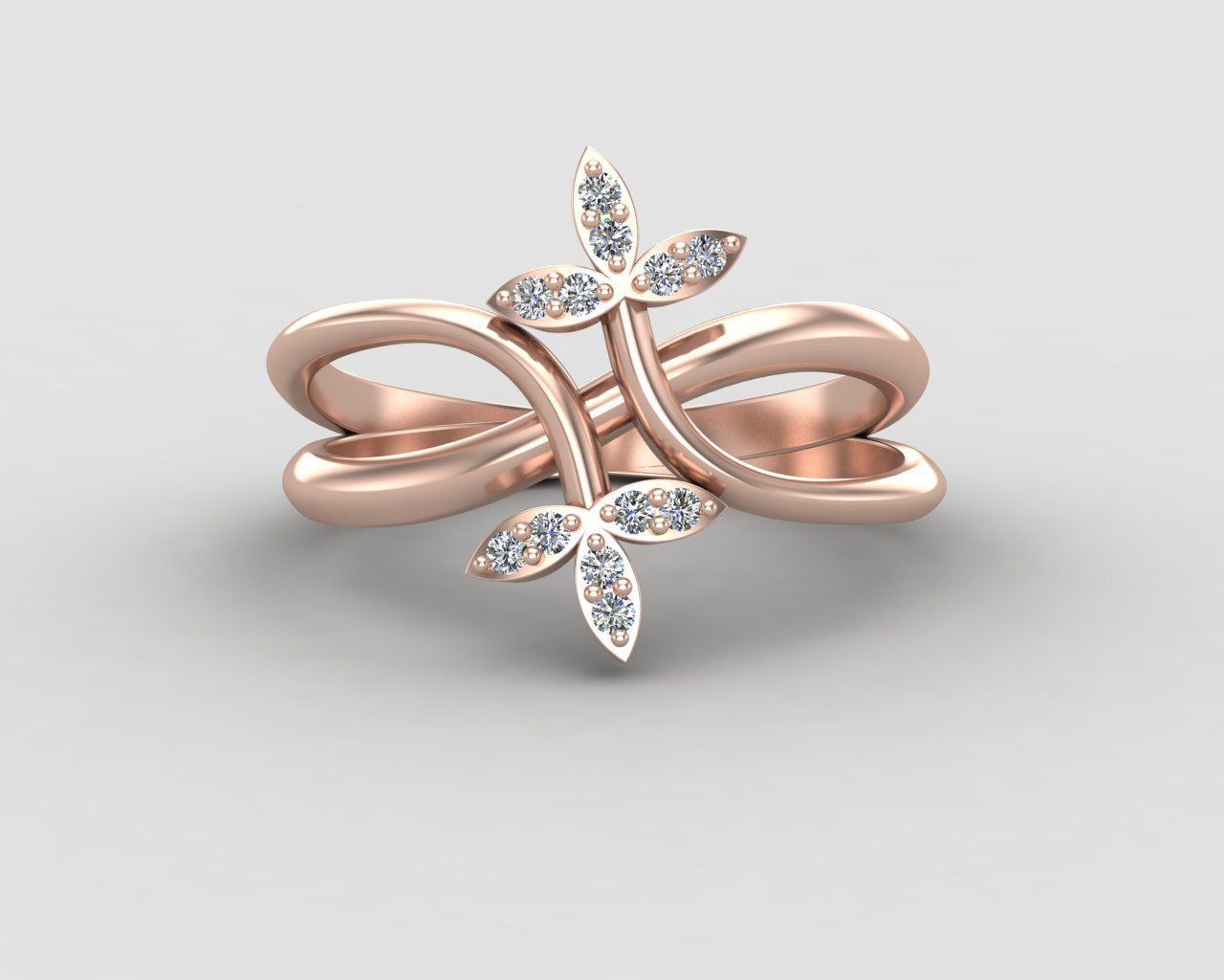 Minimal Flower diamond ring 149-MW 3D print model_6