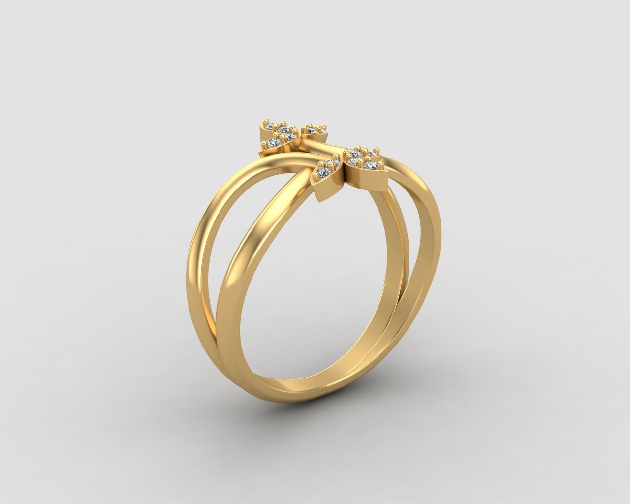 Minimal Flower diamond ring 149-MW 3D print model_23