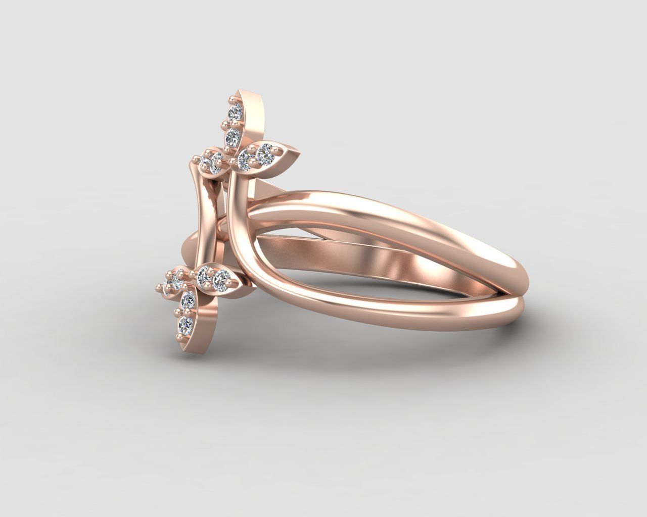 Minimal Flower diamond ring 149-MW 3D print model_7