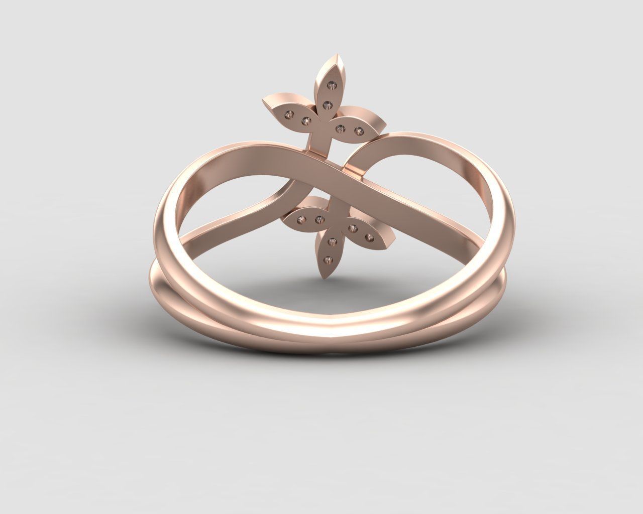 Minimal Flower diamond ring 149-MW 3D print model_8