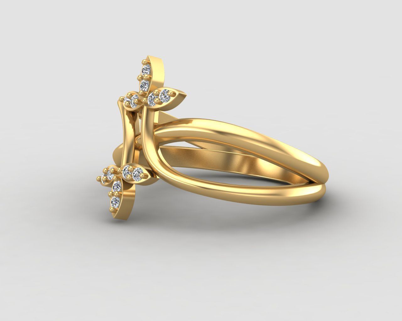 Minimal Flower diamond ring 149-MW 3D print model_27