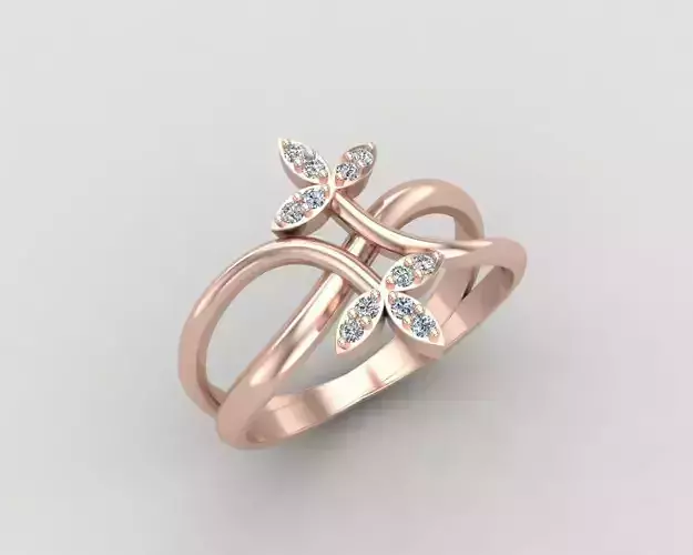 Minimal Flower diamond ring 149-MW 3D print model