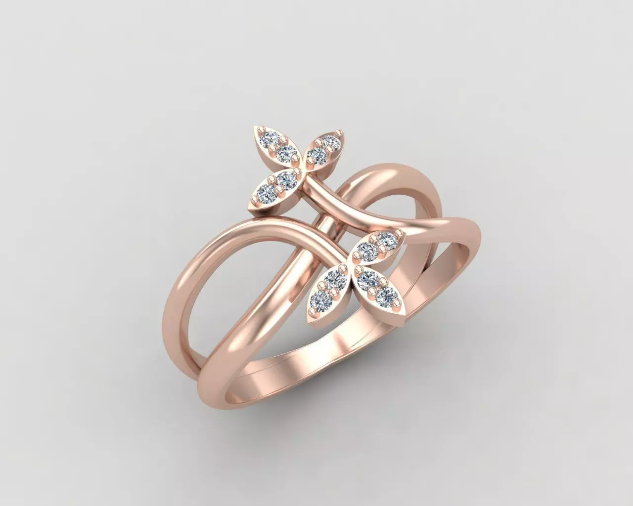 Minimal Flower diamond ring 149-MW 3D print model_0