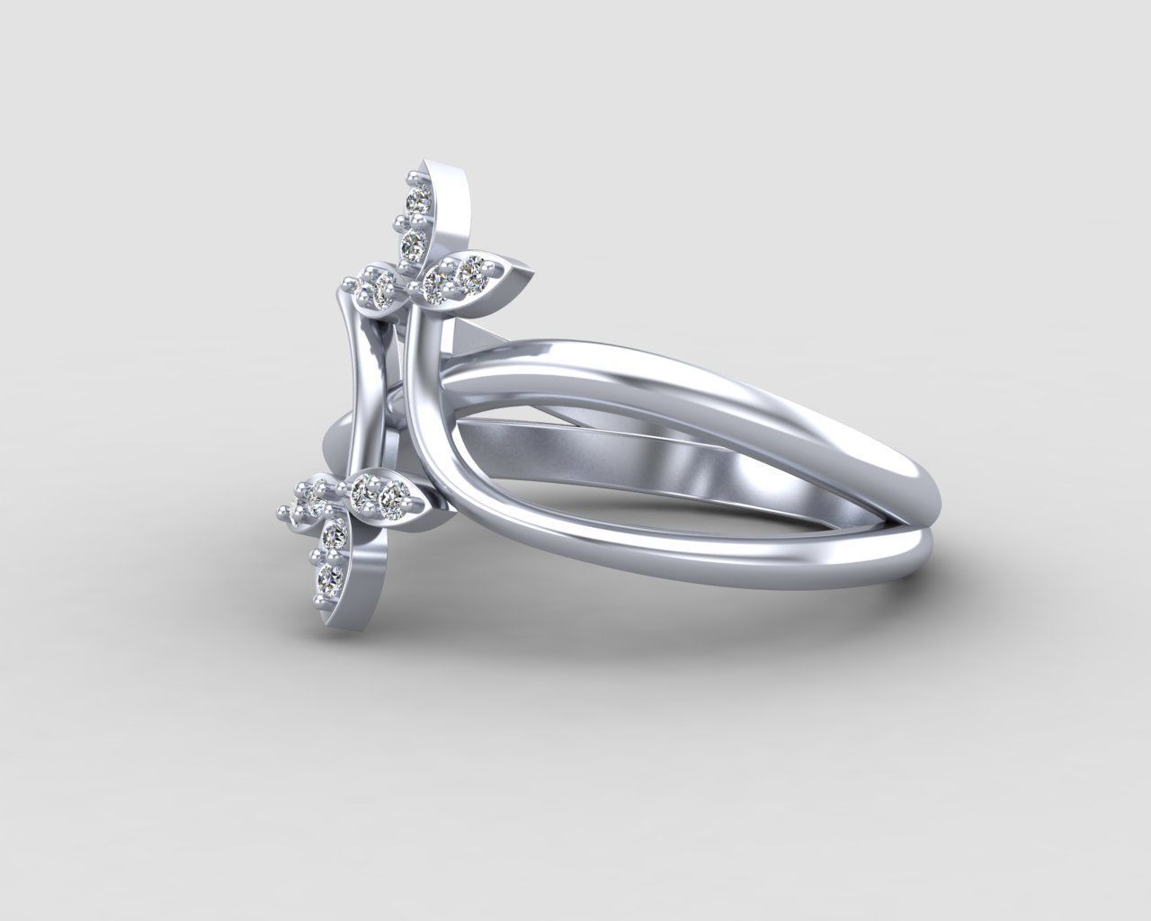 Minimal Flower diamond ring 149-MW 3D print model_19