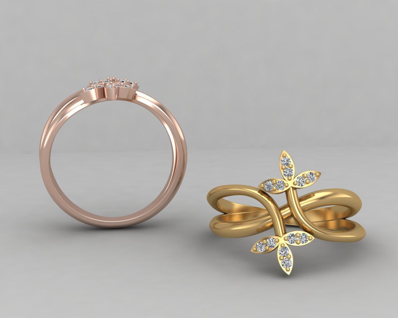 Minimal Flower diamond ring 149-MW 3D print model_1
