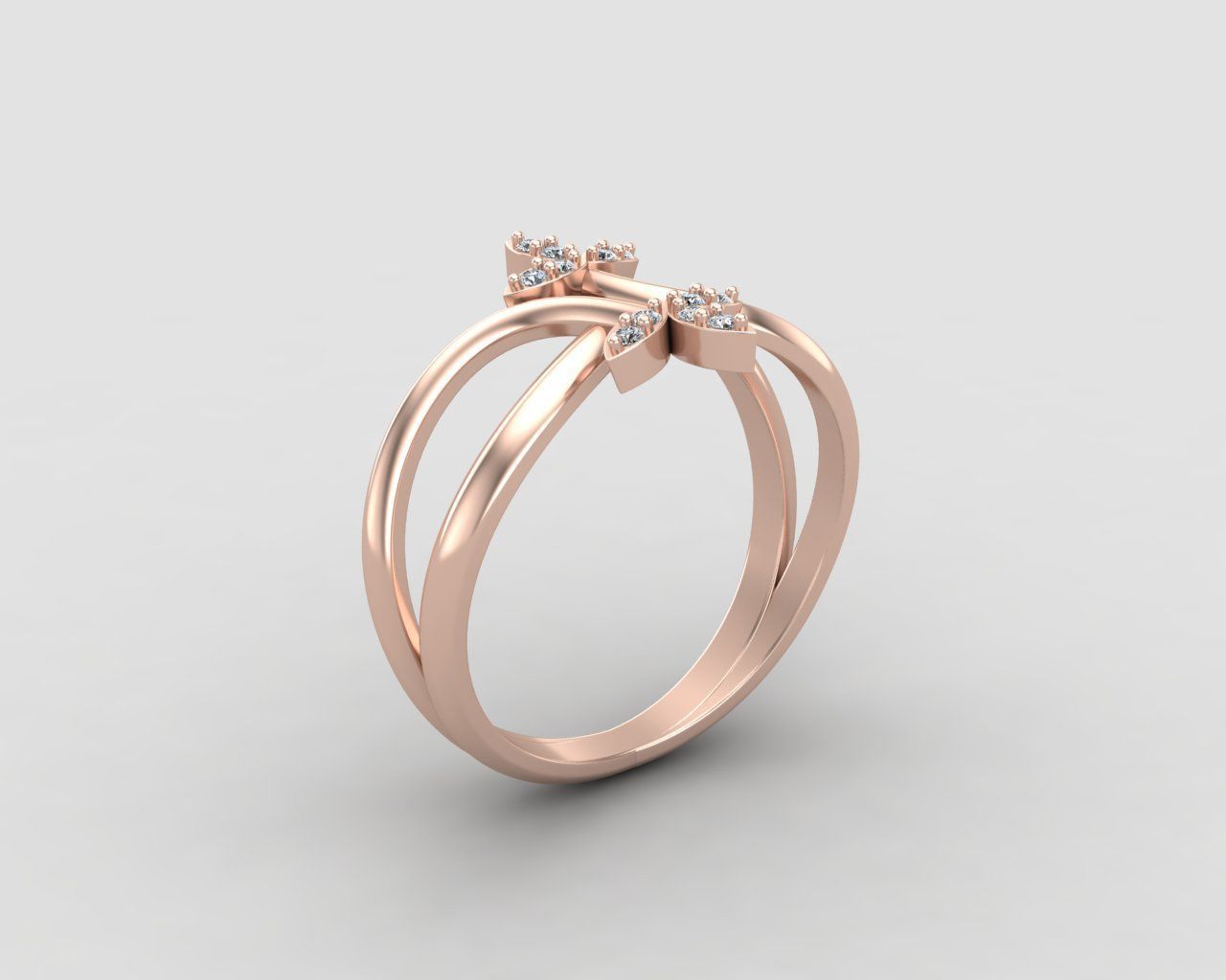 Minimal Flower diamond ring 149-MW 3D print model_4