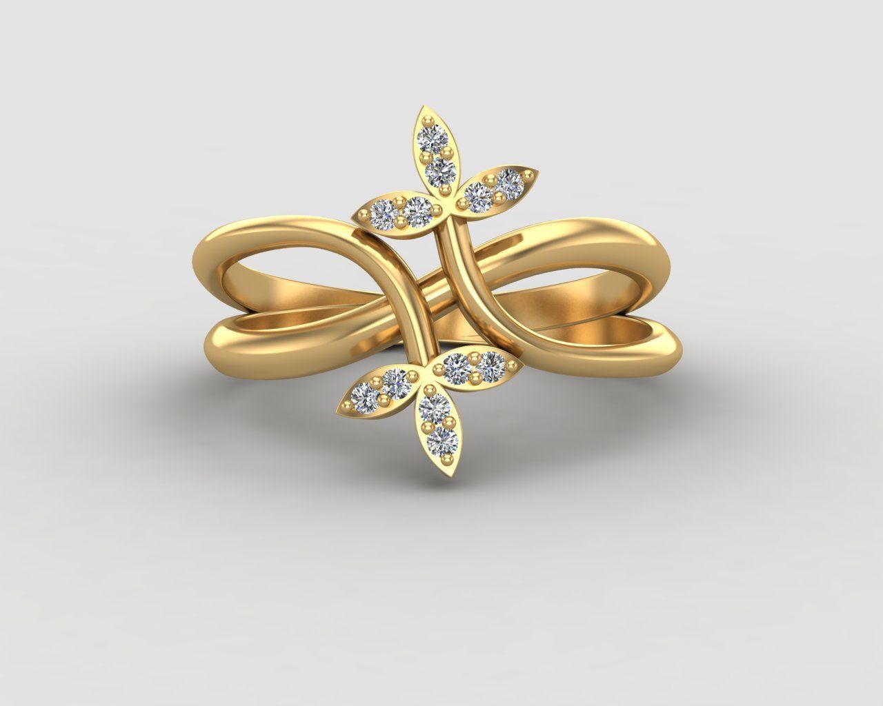 Minimal Flower diamond ring 149-MW 3D print model_26