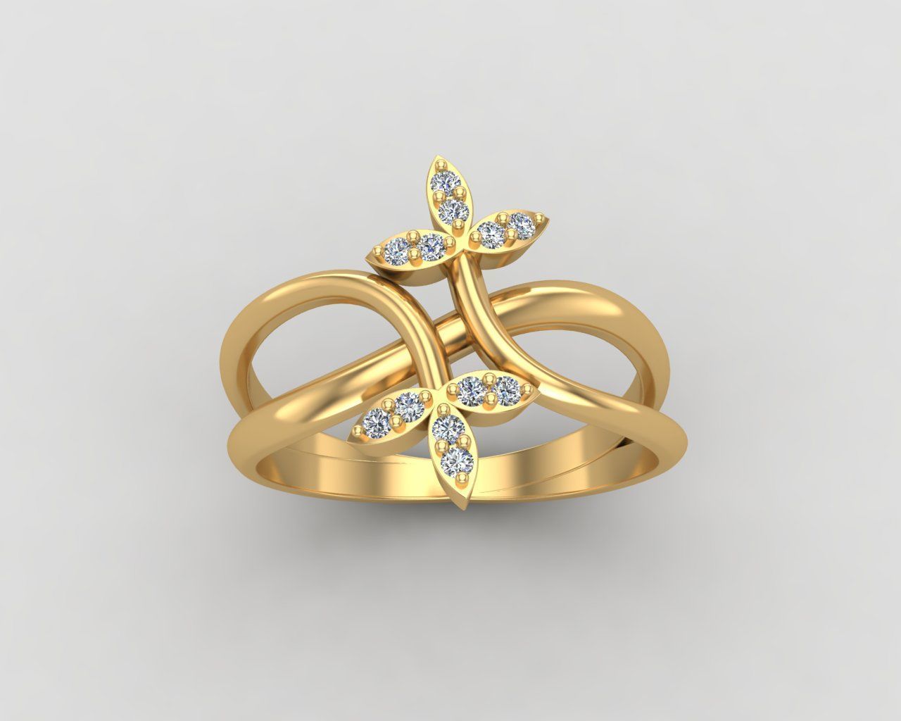 Minimal Flower diamond ring 149-MW 3D print model_25