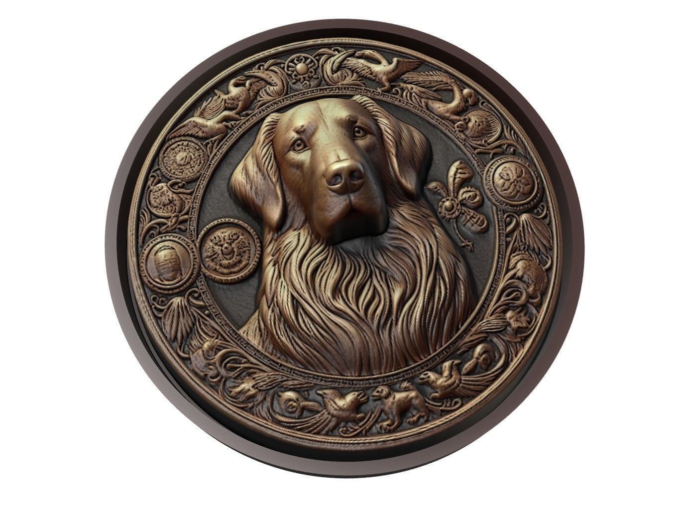 Dog Animal Medallion 3D print model_1