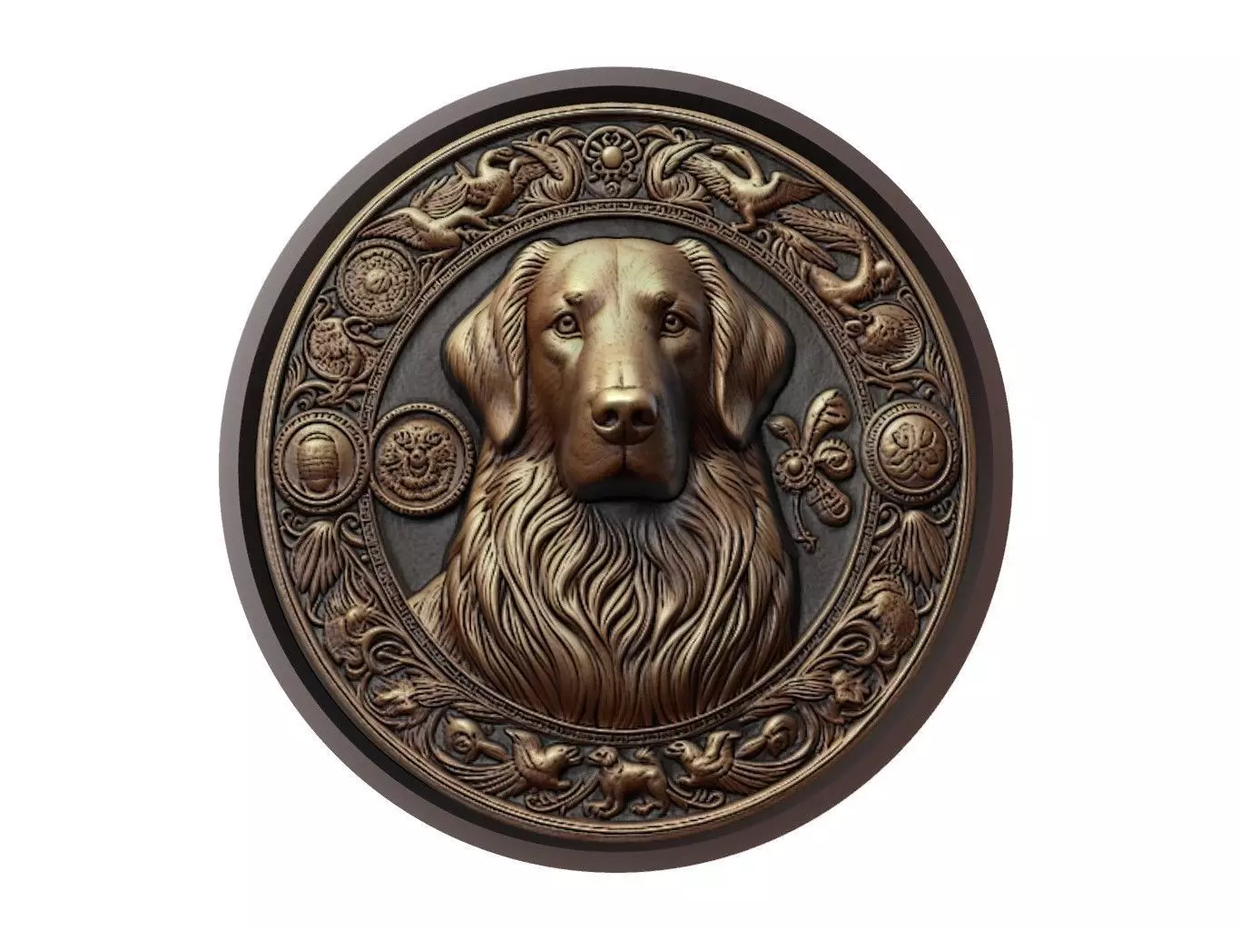 Dog Animal Medallion 3D print model_0