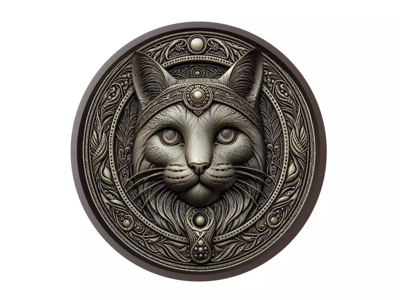 Cat Animal Medallion 3D print model_0