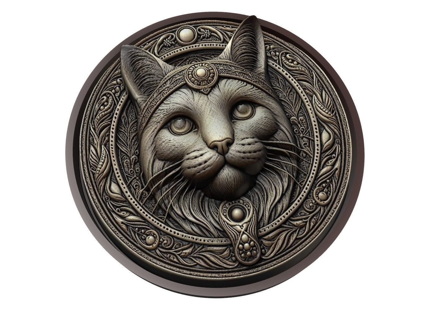 Cat Animal Medallion 3D print model_1