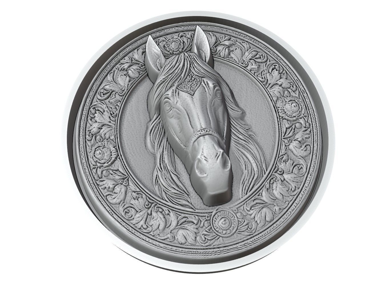 Horse Animal Medallion 3D print model_3