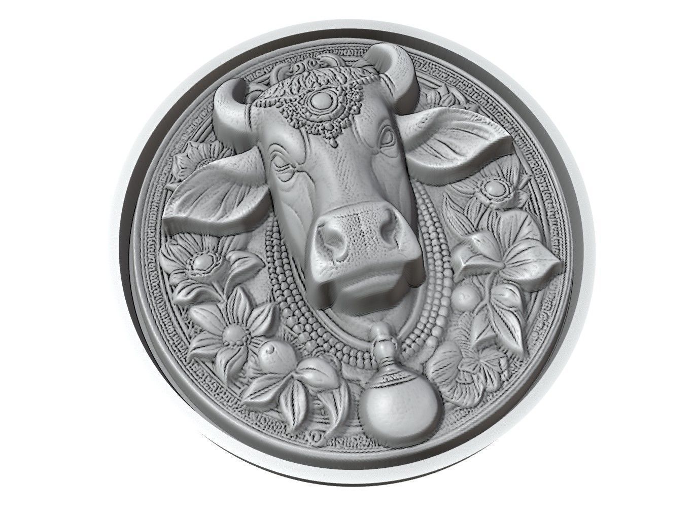 Cow Animal Medallion 3D print model_3