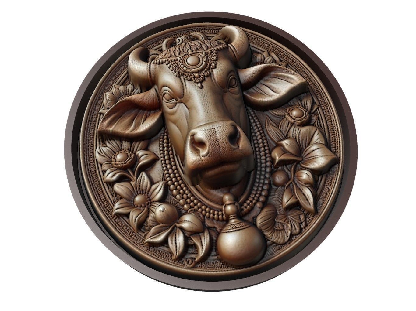 Cow Animal Medallion 3D print model_1