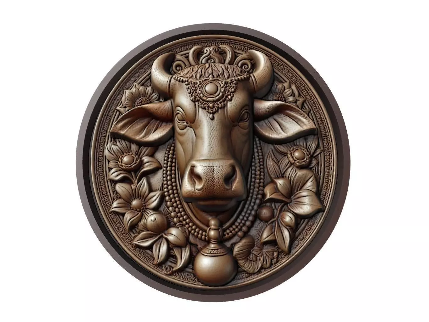 Cow Animal Medallion 3D print model_0