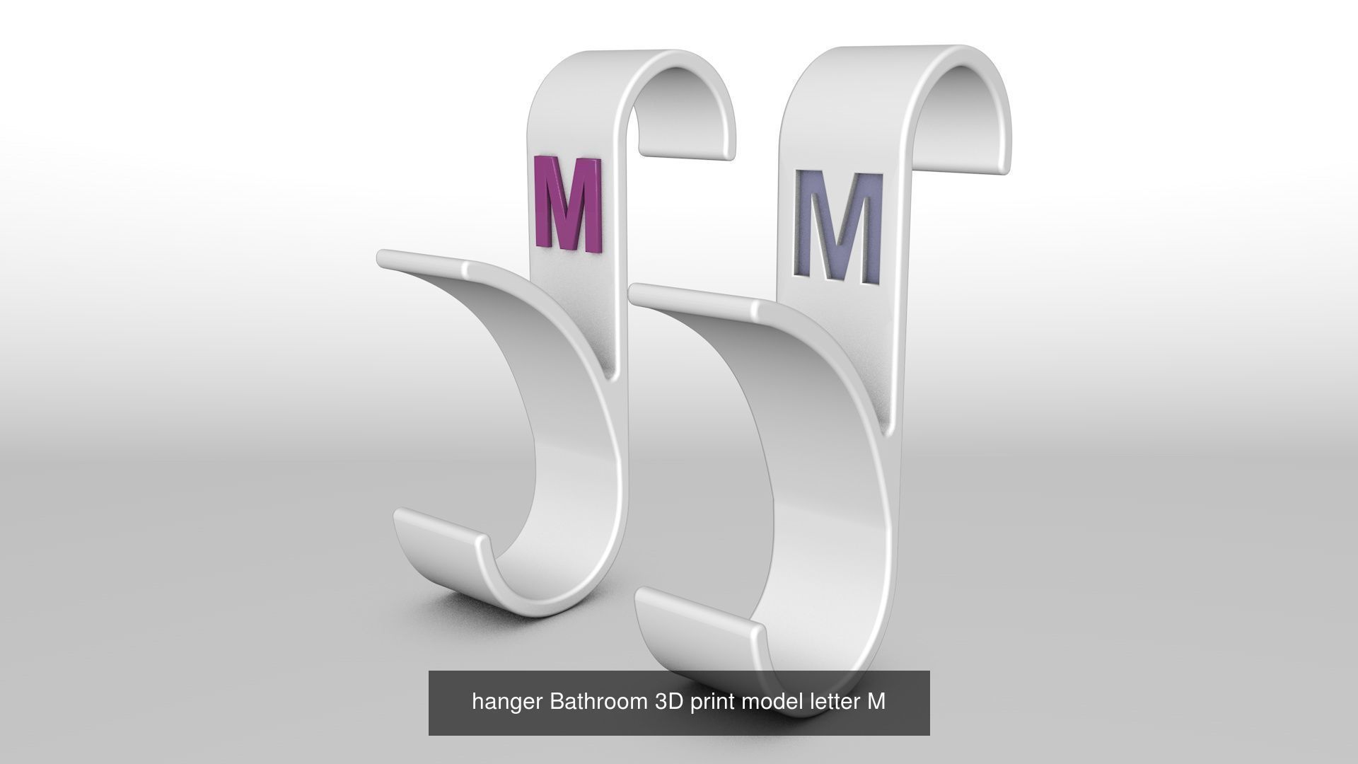 Alphabet Wall Hooks 3D Printable Towel Hanger Set  3D Model Collection_28