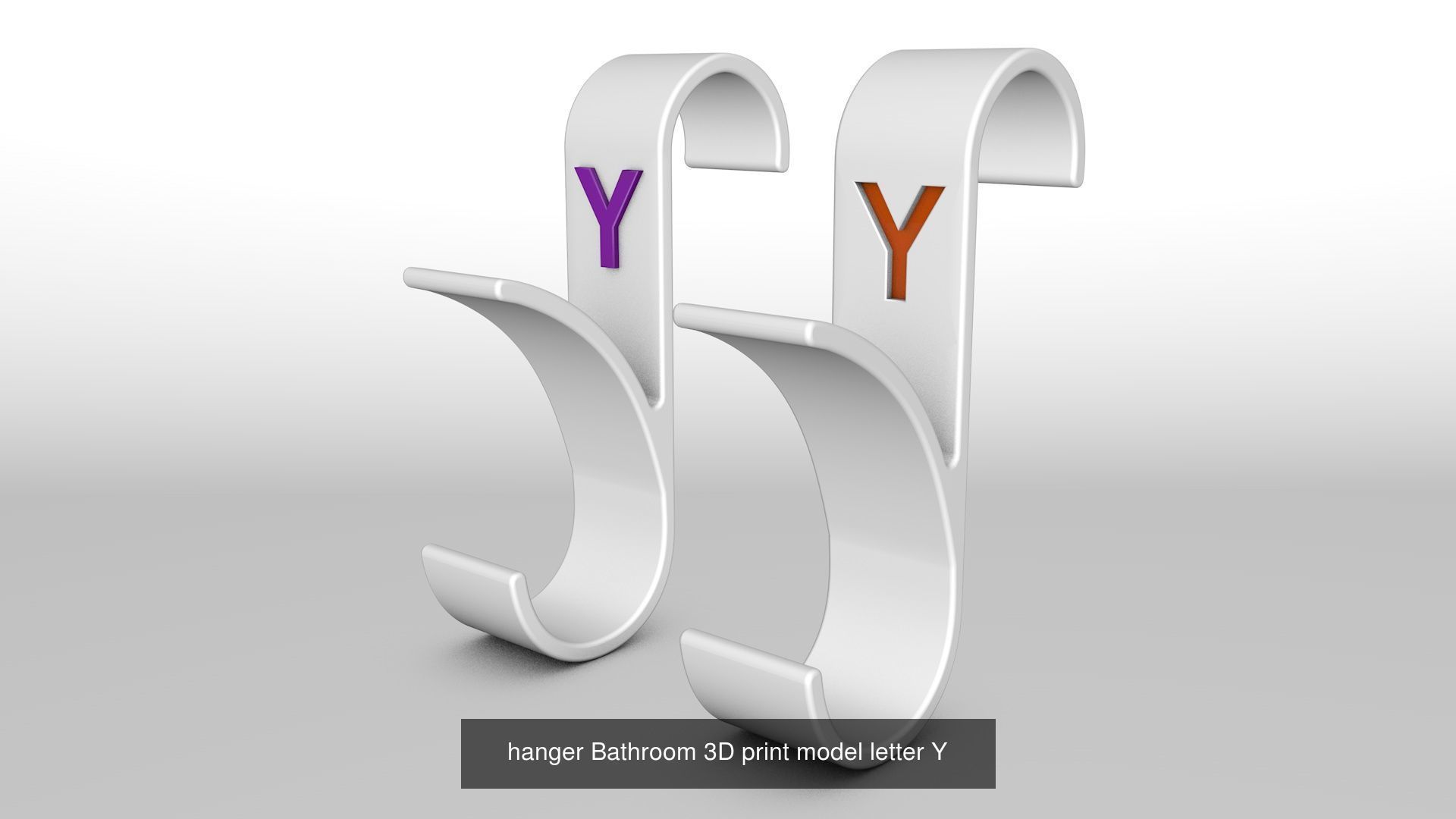 Alphabet Wall Hooks 3D Printable Towel Hanger Set  3D Model Collection_40