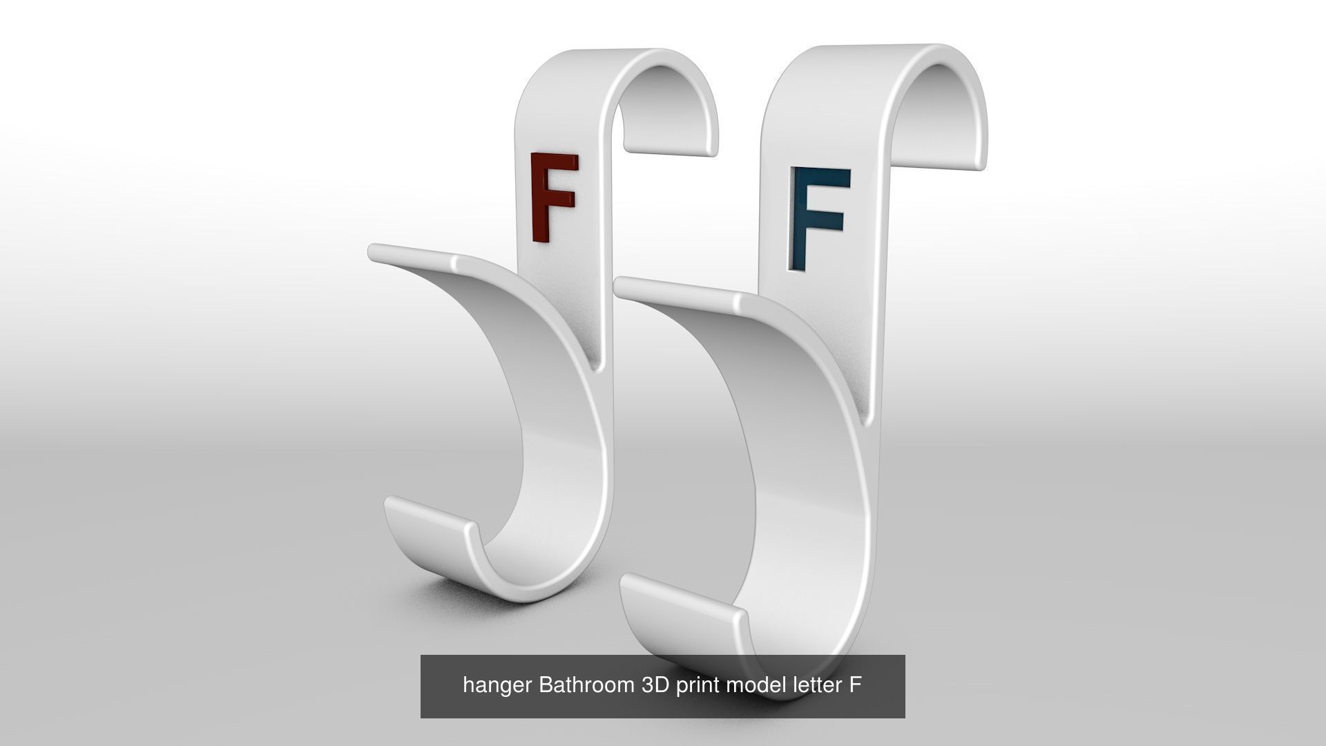 Alphabet Wall Hooks 3D Printable Towel Hanger Set  3D Model Collection_22