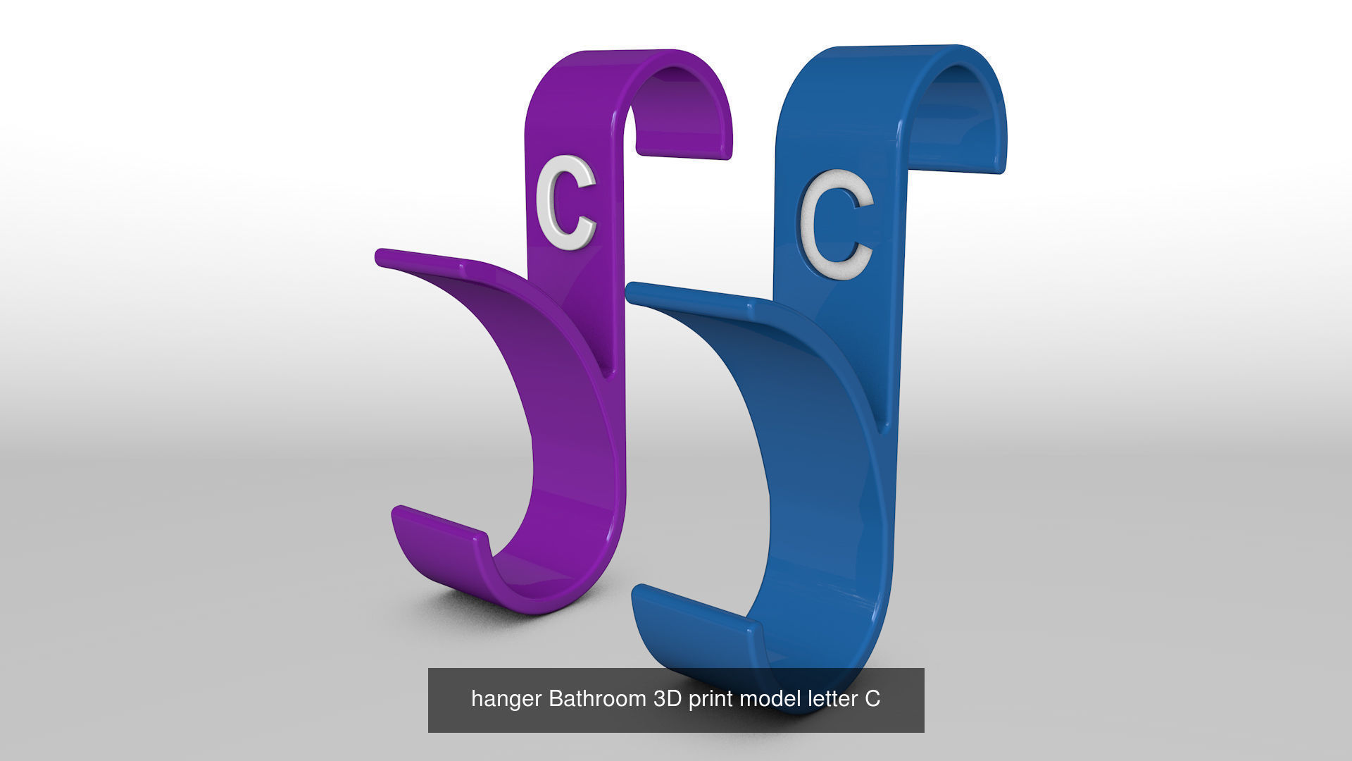 Alphabet Wall Hooks 3D Printable Towel Hanger Set  3D Model Collection_15