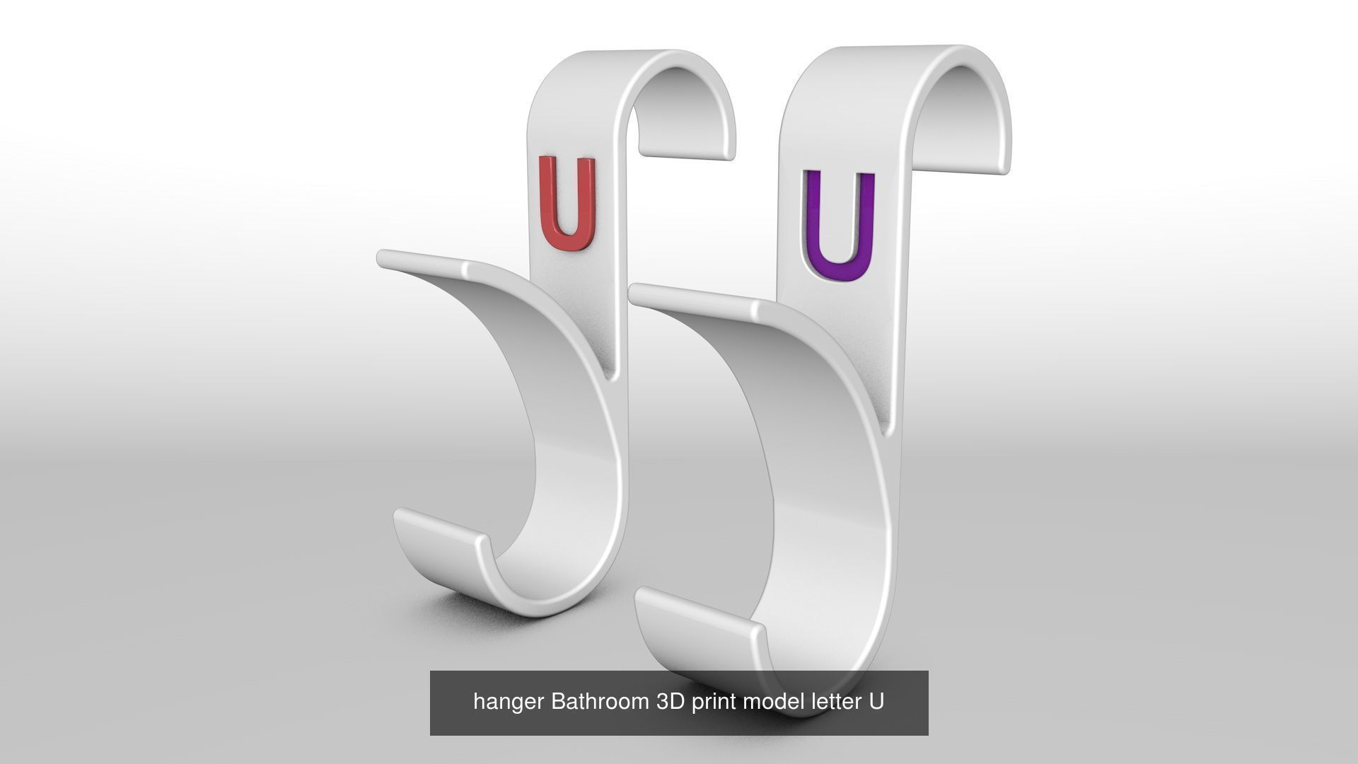 Alphabet Wall Hooks 3D Printable Towel Hanger Set  3D Model Collection_37