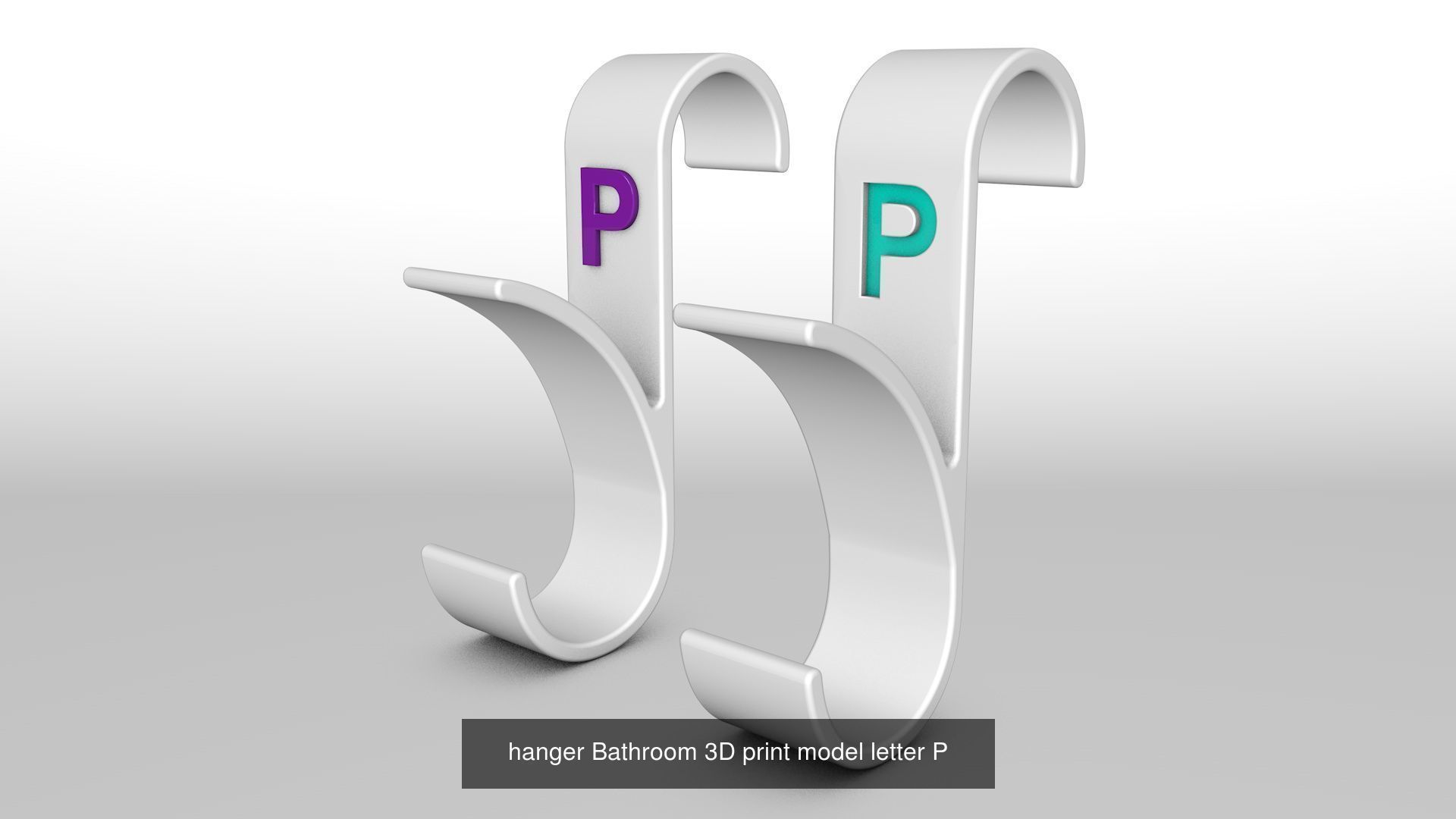 Alphabet Wall Hooks 3D Printable Towel Hanger Set  3D Model Collection_32