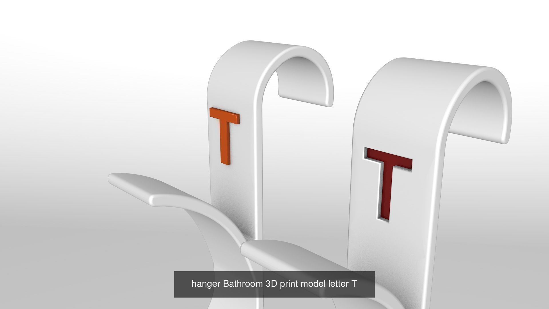 Alphabet Wall Hooks 3D Printable Towel Hanger Set  3D Model Collection_36