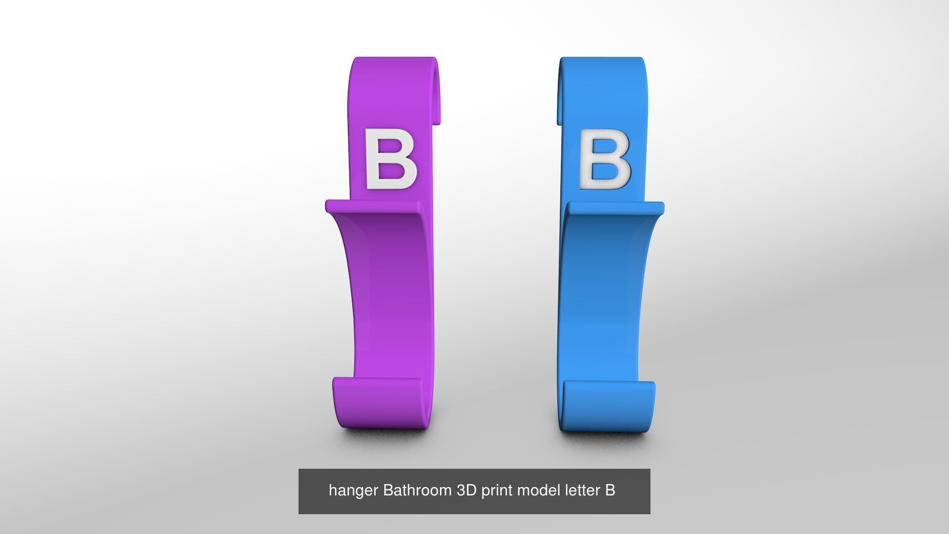 Alphabet Wall Hooks 3D Printable Towel Hanger Set  3D Model Collection_17